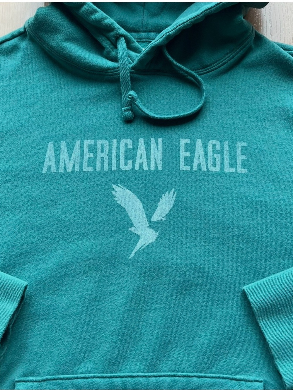 American Eagle Men’s Green Teal Logo Hoodie Sweatshirt Size XL - Picture 2 of 6